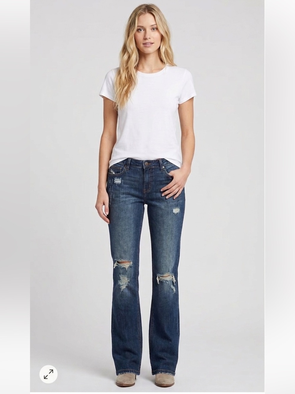 Free People Women’s Blue Denim Distressed Ripped Jeans Size 31